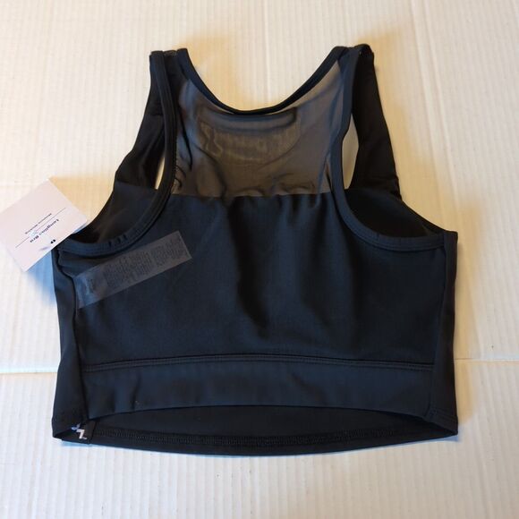 Joy Lab Sports Bra Womens XS Black Longline Mesh Back Active Workout - Picture 2 of 6